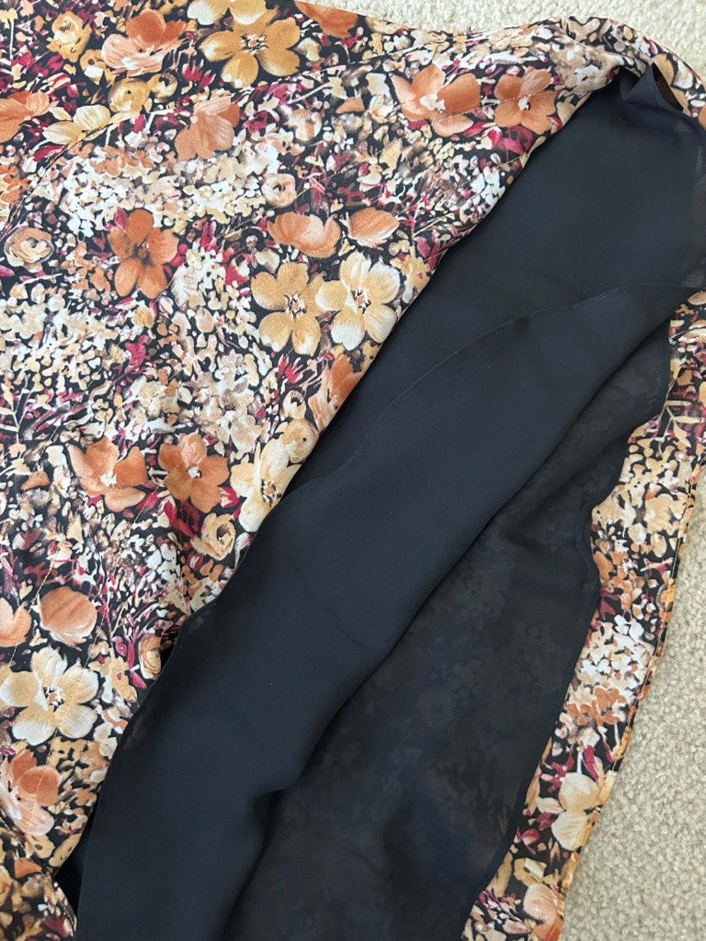 Fall Floral Tiered Maxi Skirt Warm Tones Sz Medium by Coldwater Creek - Picture 6 of 8